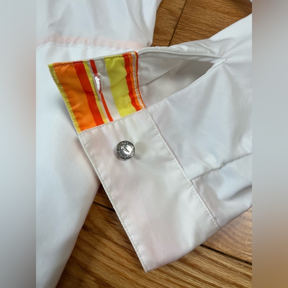 💲8️⃣ Nike Women's Large Windbreaker Jacket White Orange Yellow Full Zip Front - Picture 5 of 8